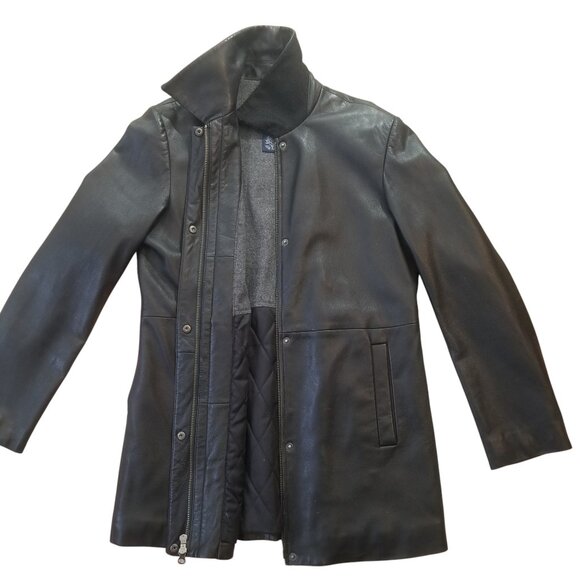 Gap Black Leather Jacket w/ Reversible Zipper and Quilted Lining - Picture 4 of 16